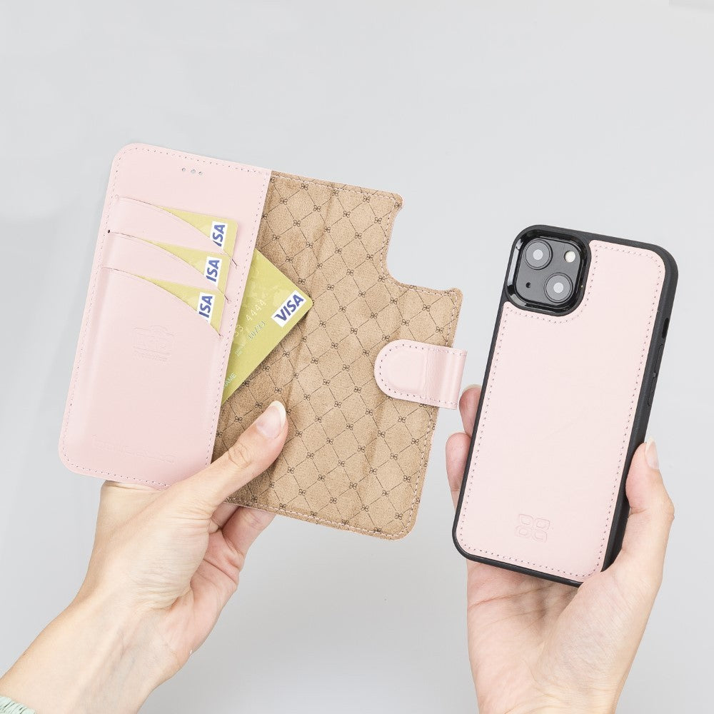 Bouletta Magnetische abnehmbare Handyhülle aus Leder mit RFID-Blocker für iPhone 13 Sand