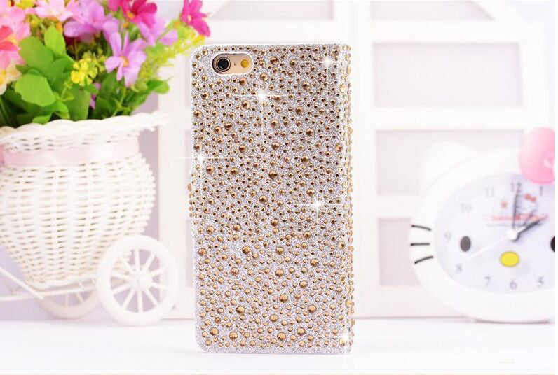 Gold Wasser Tropfen Bling Leder Etui iPhone 6 Plus