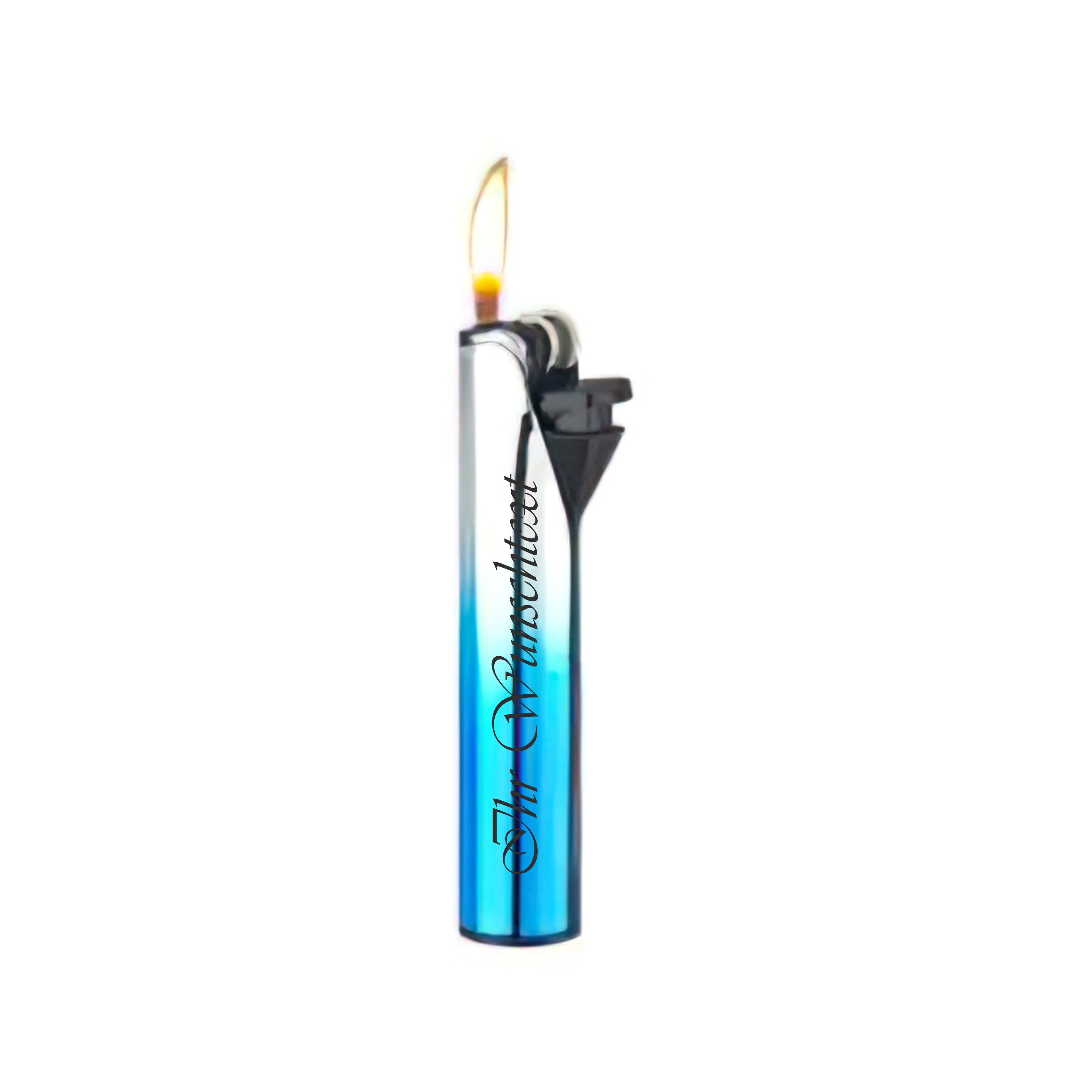 Metall Feuerzeug Reibrad SUMMER Silber und Blau (Auf Wunsch mit Gravur)