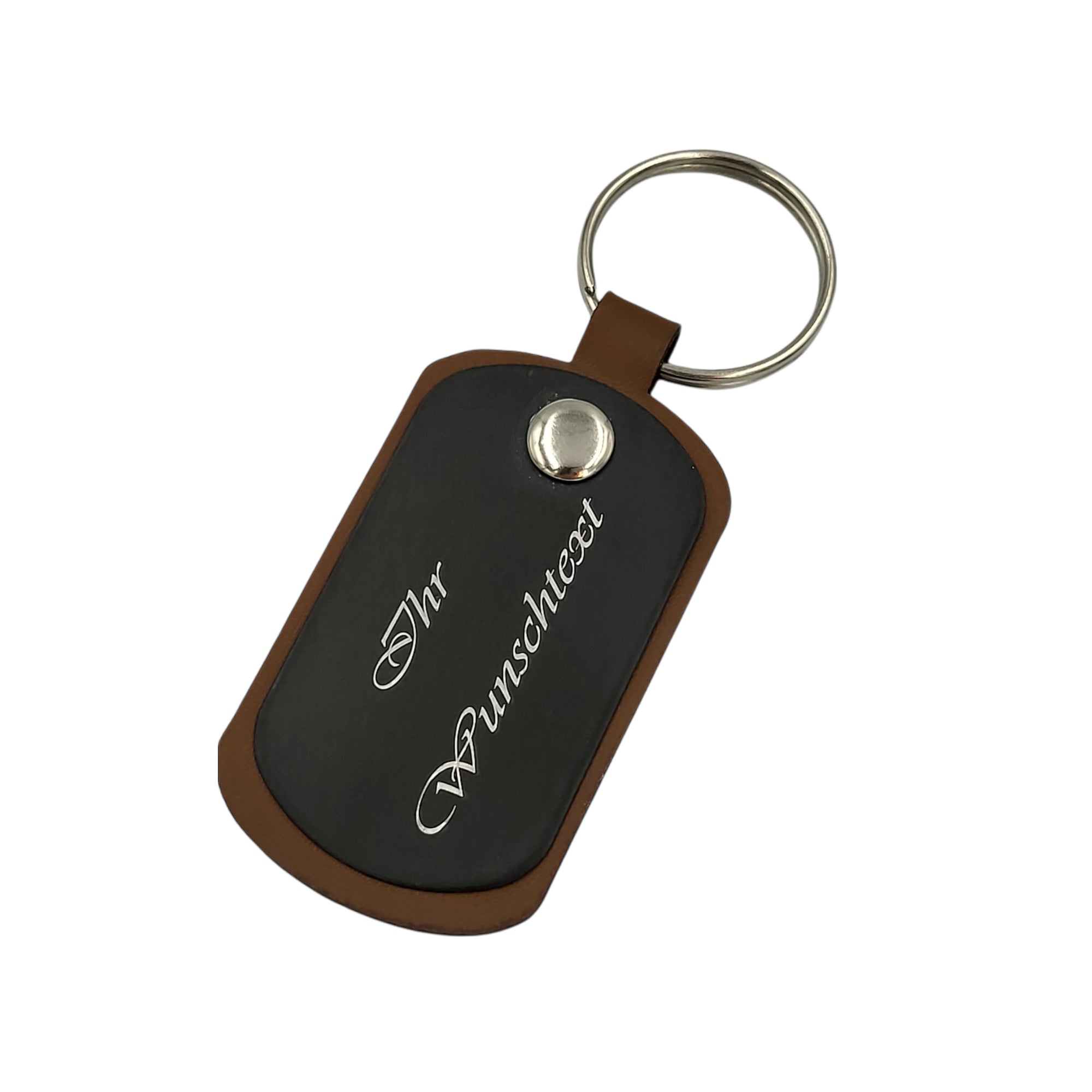 Luxus Schlüsselanhänger Leder Schwarz (Auf Wunsch mit Gravur)