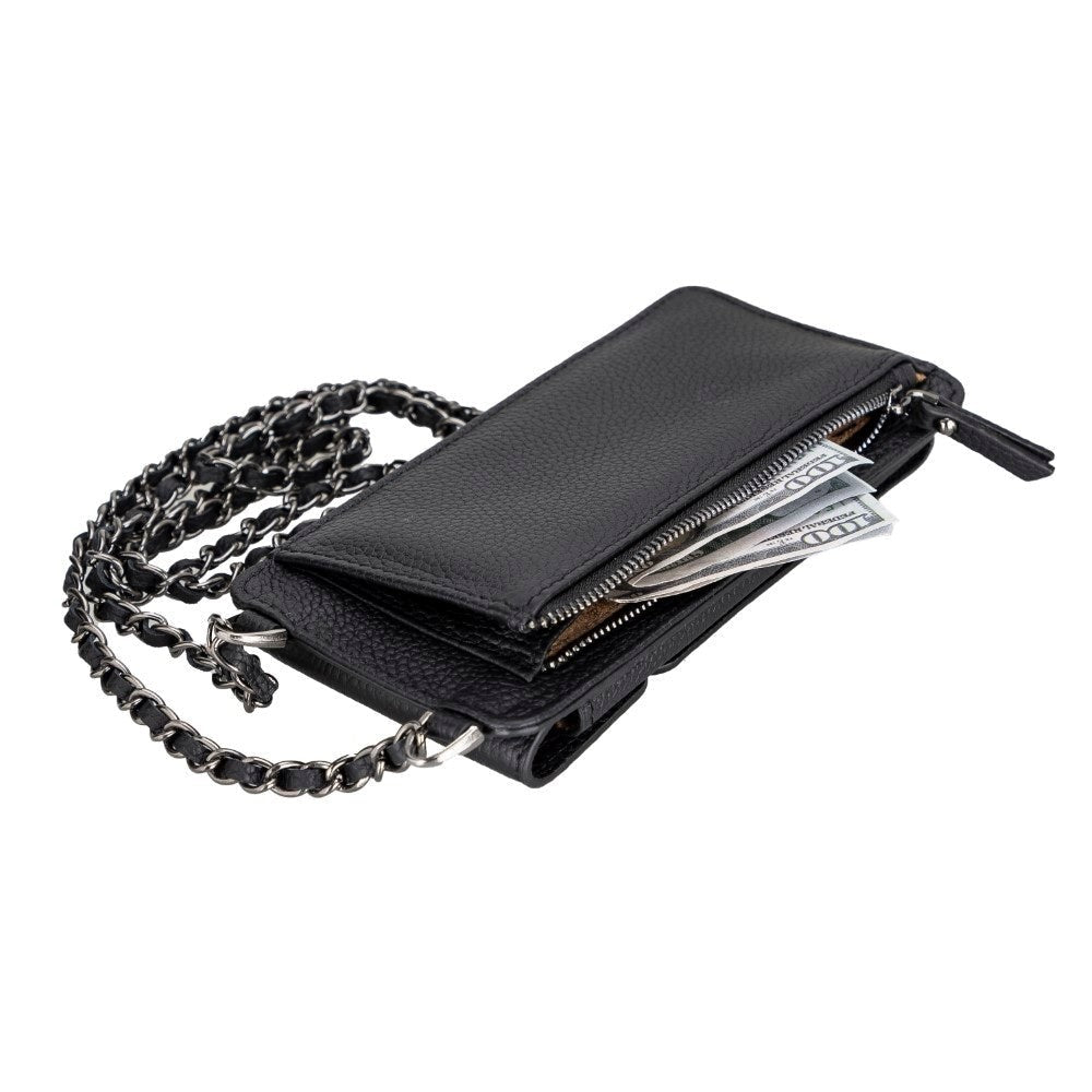 Bouletta Avjin Echtleder Handytasche mit Schulterriemen für iPhone 13 Pro Max 6.7 - Schwarz