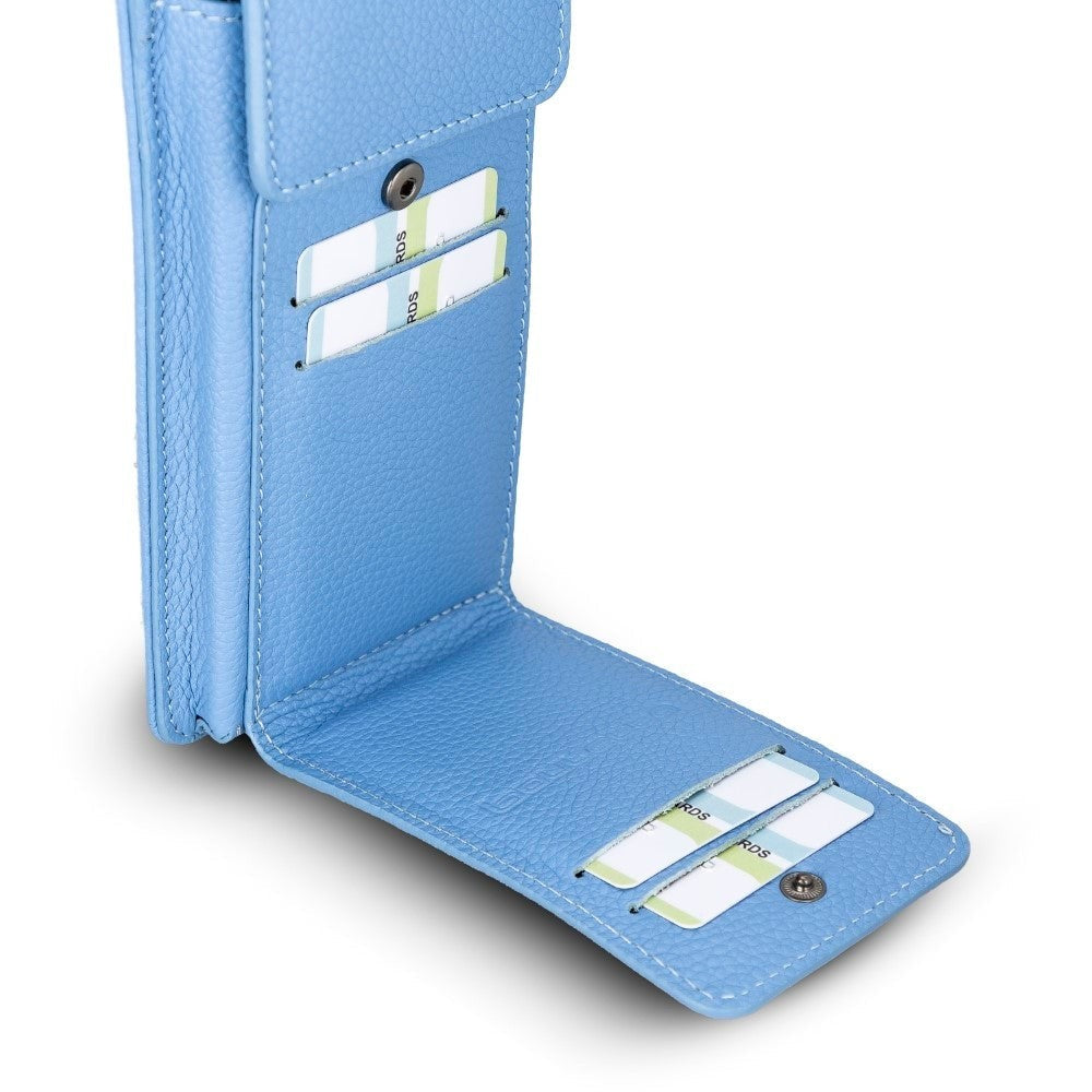 Bouletta Avjin Echtleder universal Handytasche mit Schulterriemen bis 6.7" - Hellblau