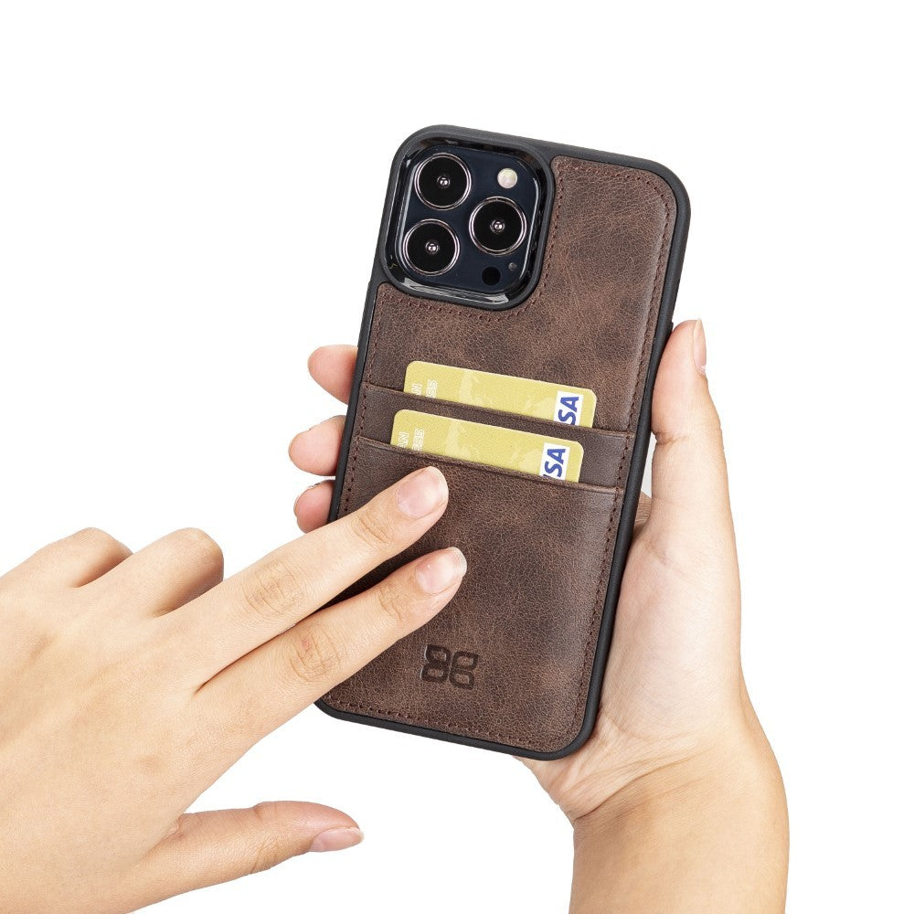 Bouletta Flex Cover Back Leder Case mit Kartenfach für iPhone 13 Pro Max 6.7 - Braun