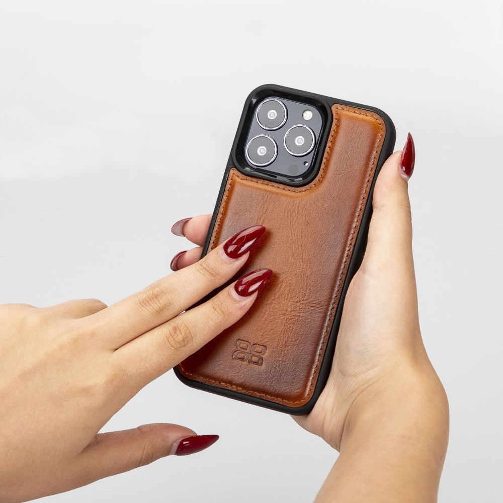 Bouletta Flex Cover Back Leder Case für iPhone 13 Pro - Tan