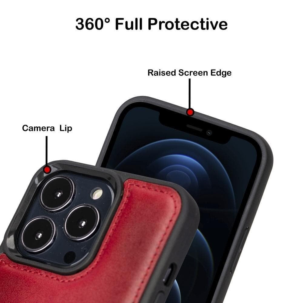 Bouletta Flex Cover Back Leder Case mit Kartenfach für iPhone 13 Pro - Rot