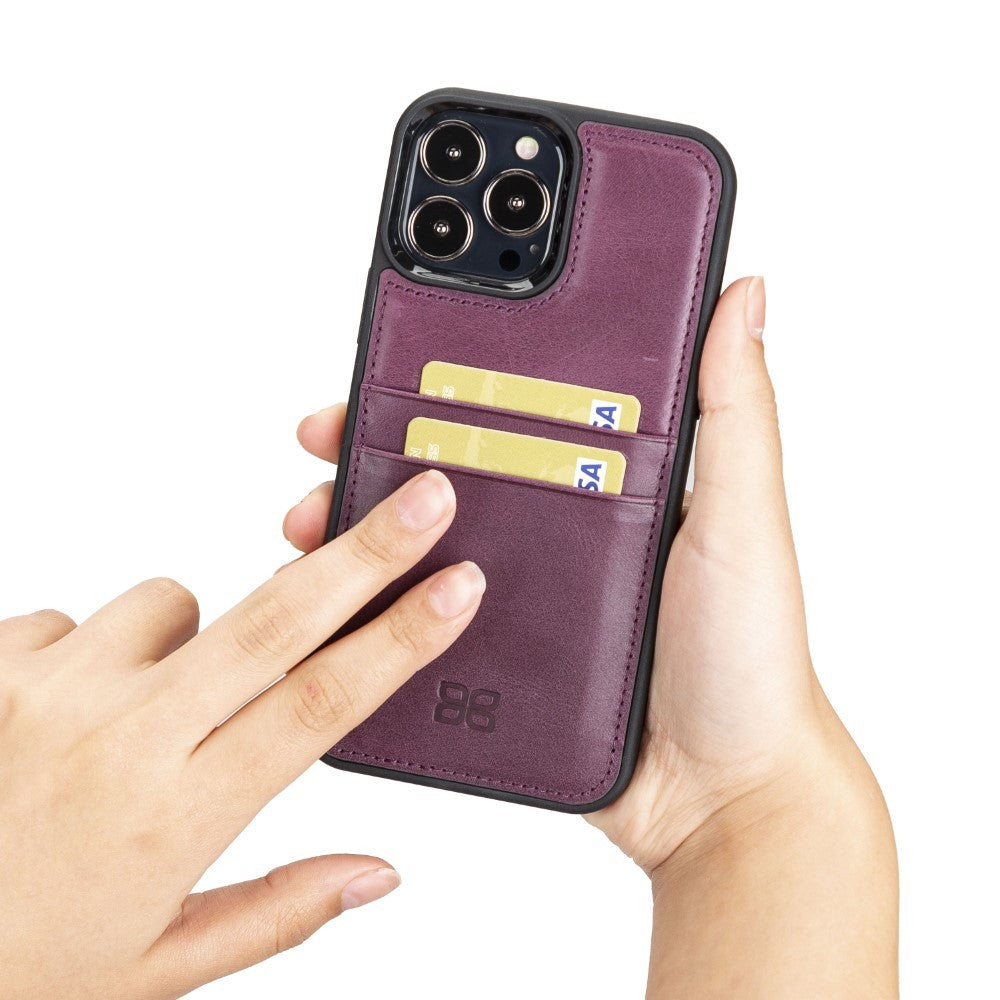 Bouletta Flex Cover Back Leder Case mit Kartenfach für iPhone 13 Pro - Lila