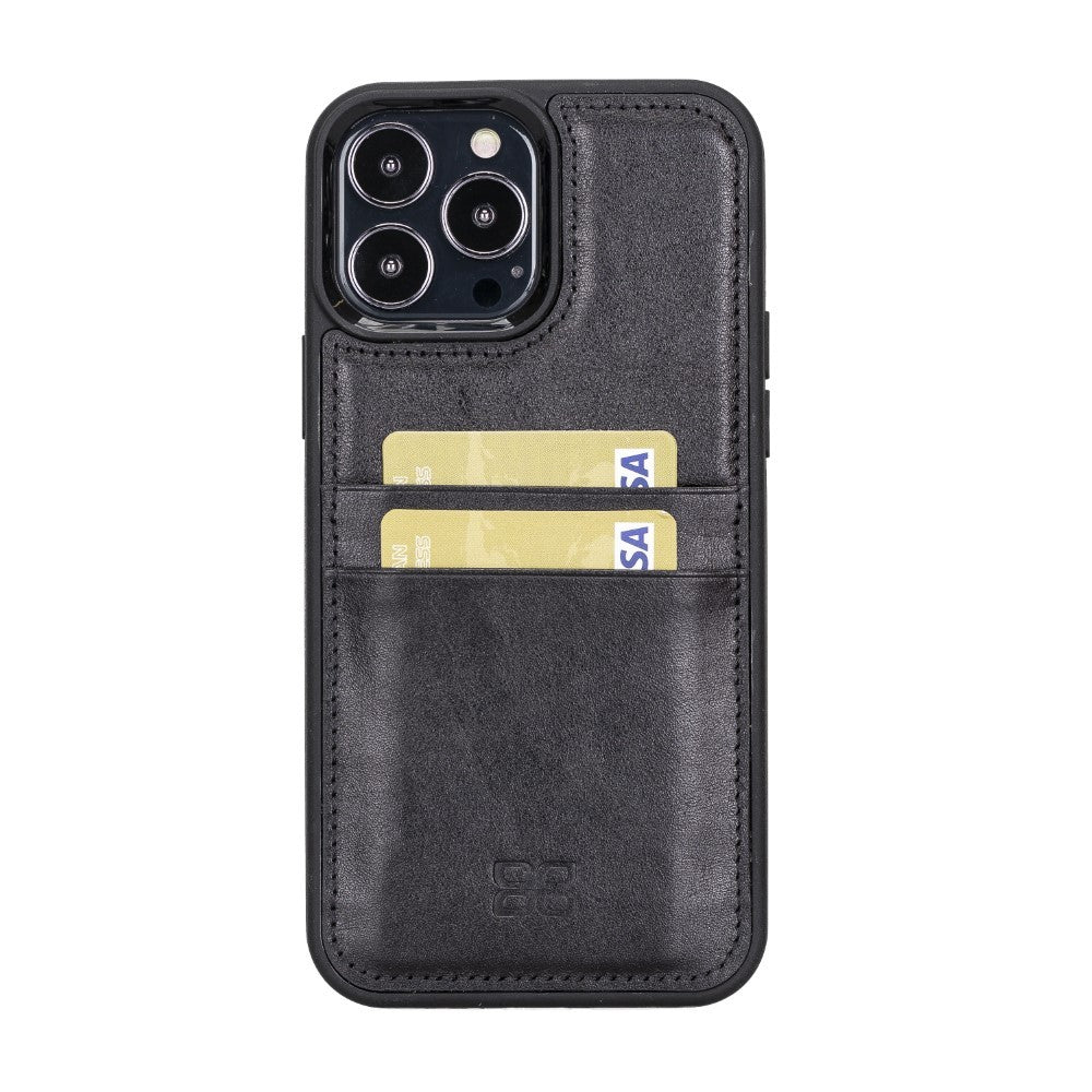 Bouletta Flex Cover Back Leder Case mit Kartenfach für iPhone 13 Pro - Schwarz