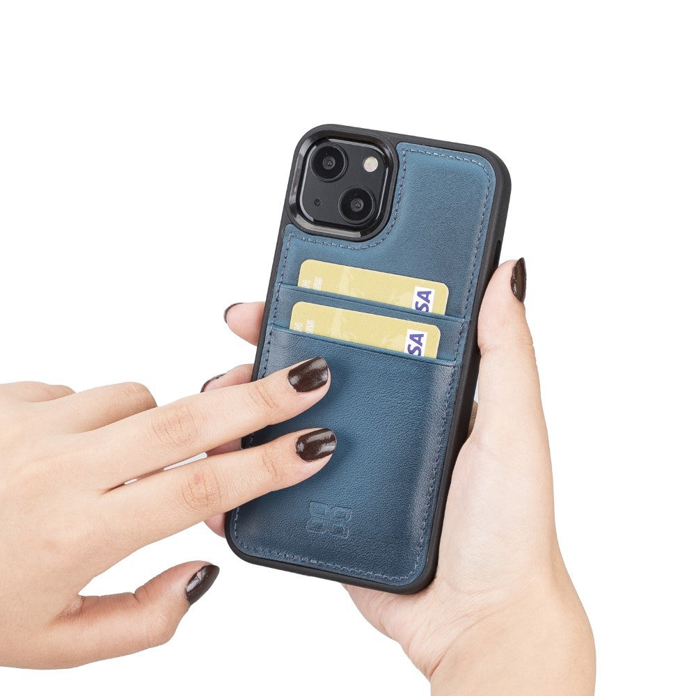 Bouletta Flex Cover Back Leder Case mit Kartenfach für iPhone 13 - Blau