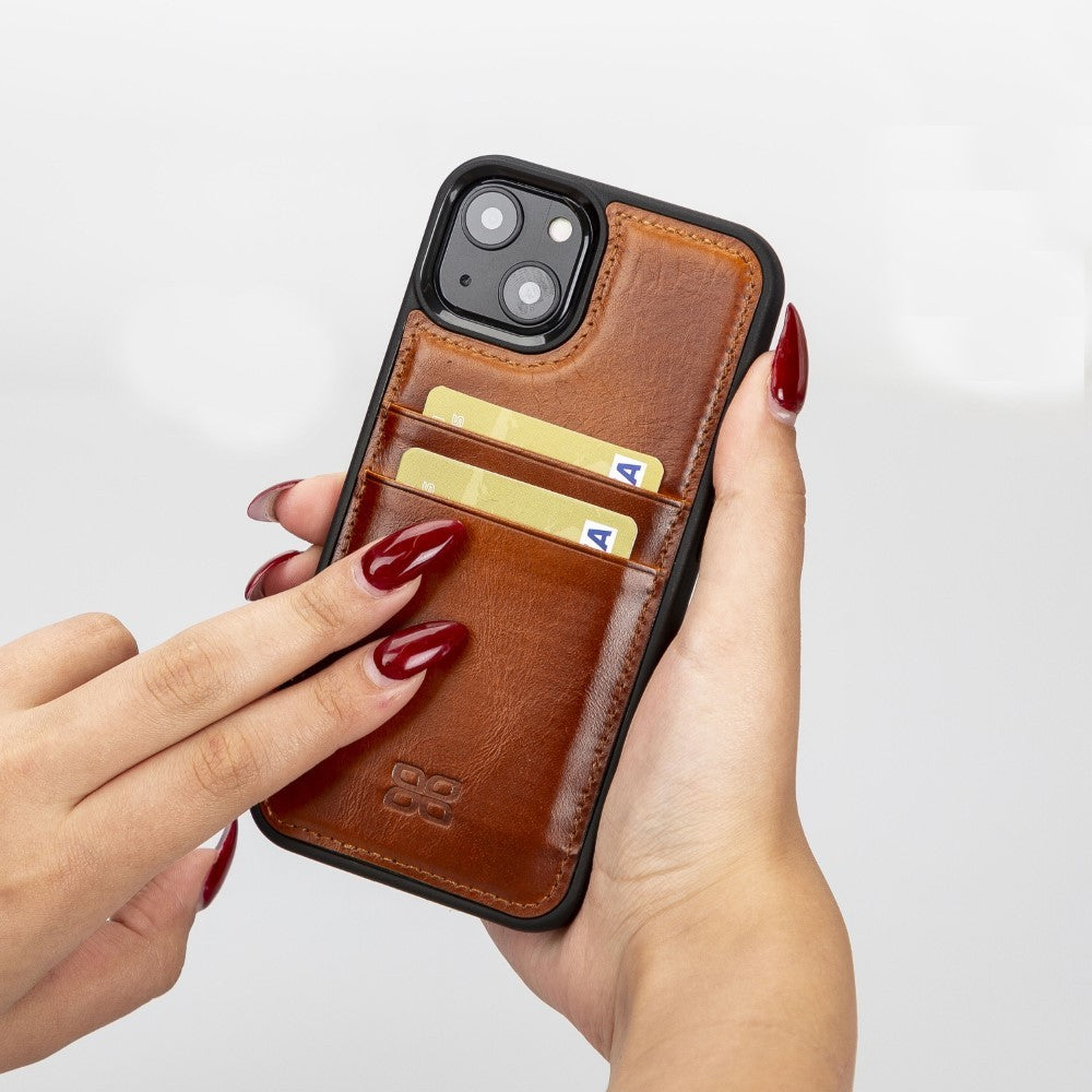 Bouletta Flex Cover Back Leder Case mit Kartenfach für iPhone 13 - Tan