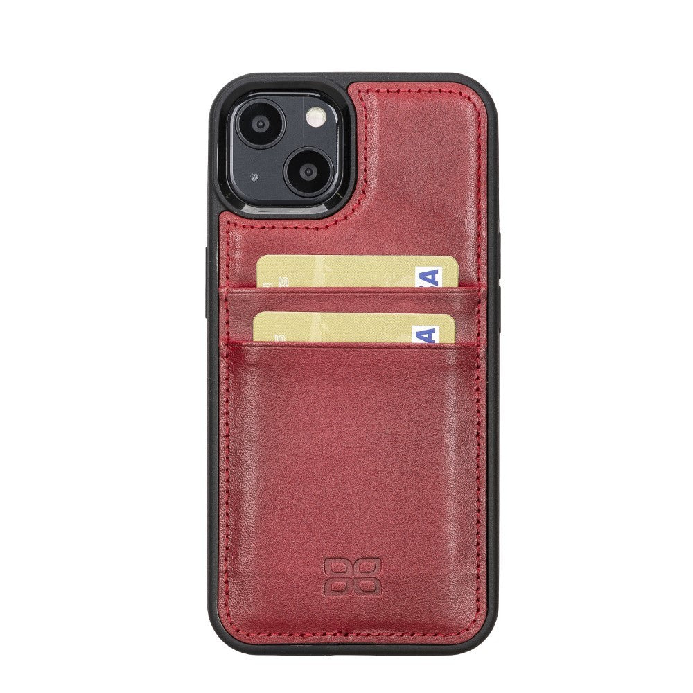 Bouletta Flex Cover Back Leder Case mit Kartenfach für iPhone 13 - Rot