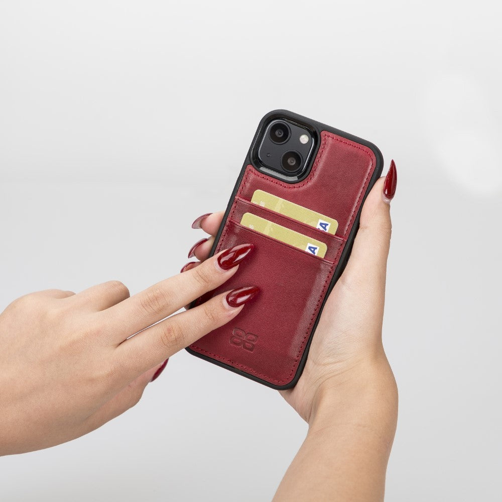 Bouletta Flex Cover Back Leder Case mit Kartenfach für iPhone 13 - Rot