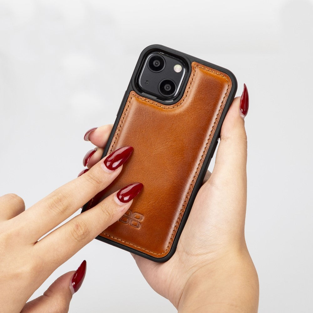 Bouletta Flex Cover Back Leder Case für iPhone 13 Mini - Tan
