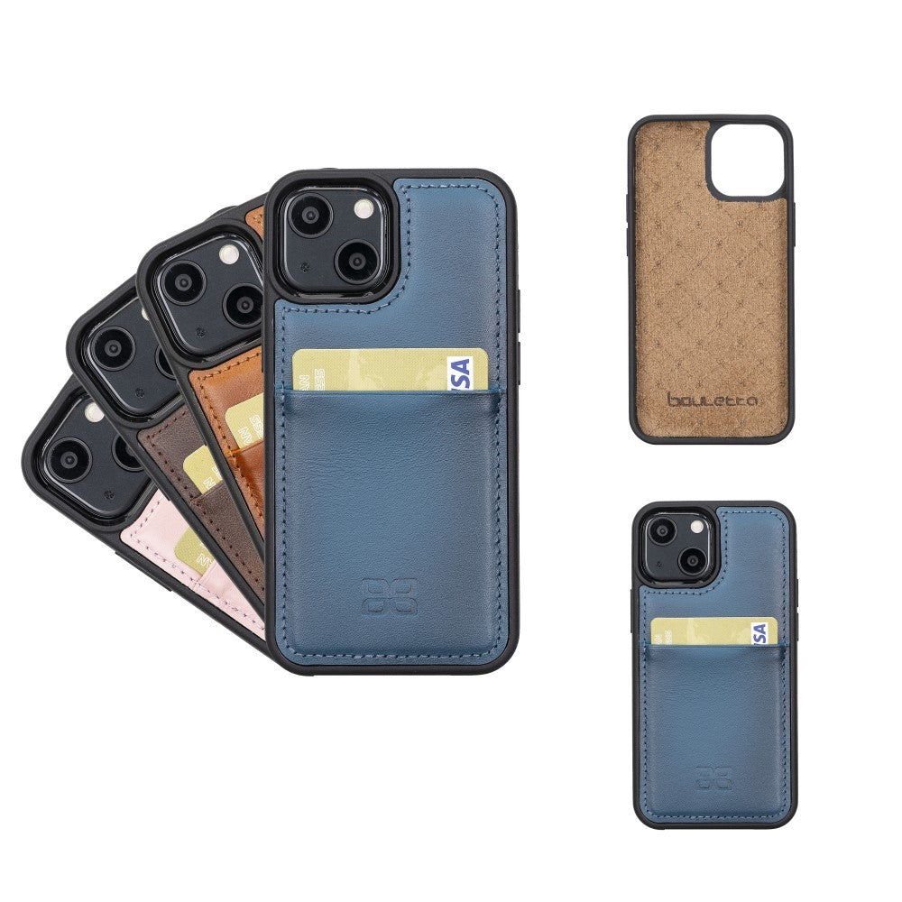 Bouletta Flex Cover Back Leder Case mit Kartenfach für iPhone 13 Mini - Blau