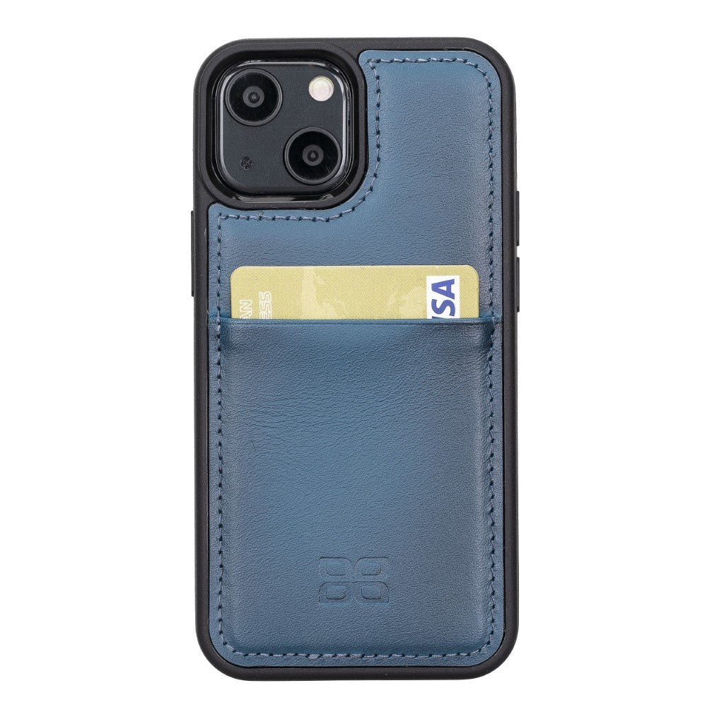 Bouletta Flex Cover Back Leder Case mit Kartenfach für iPhone 13 Mini - Blau