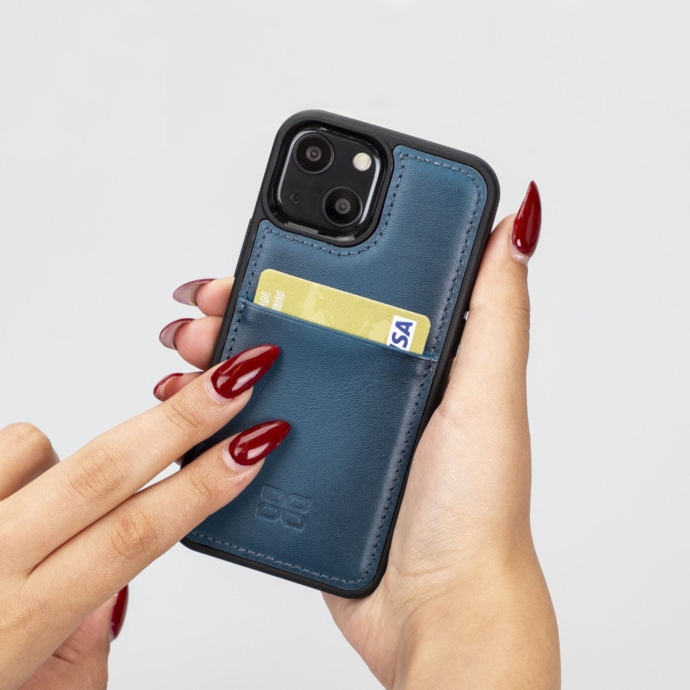 Bouletta Flex Cover Back Leder Case mit Kartenfach für iPhone 13 Mini - Blau
