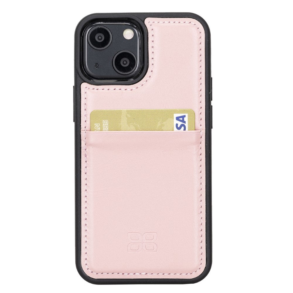 Bouletta Flex Cover Back Leder Case mit Kartenfach für iPhone 13 Mini - Pink