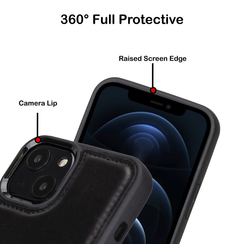 Bouletta Flex Cover Back Leder Case mit Kartenfach für iPhone 13 Mini - Schwarz