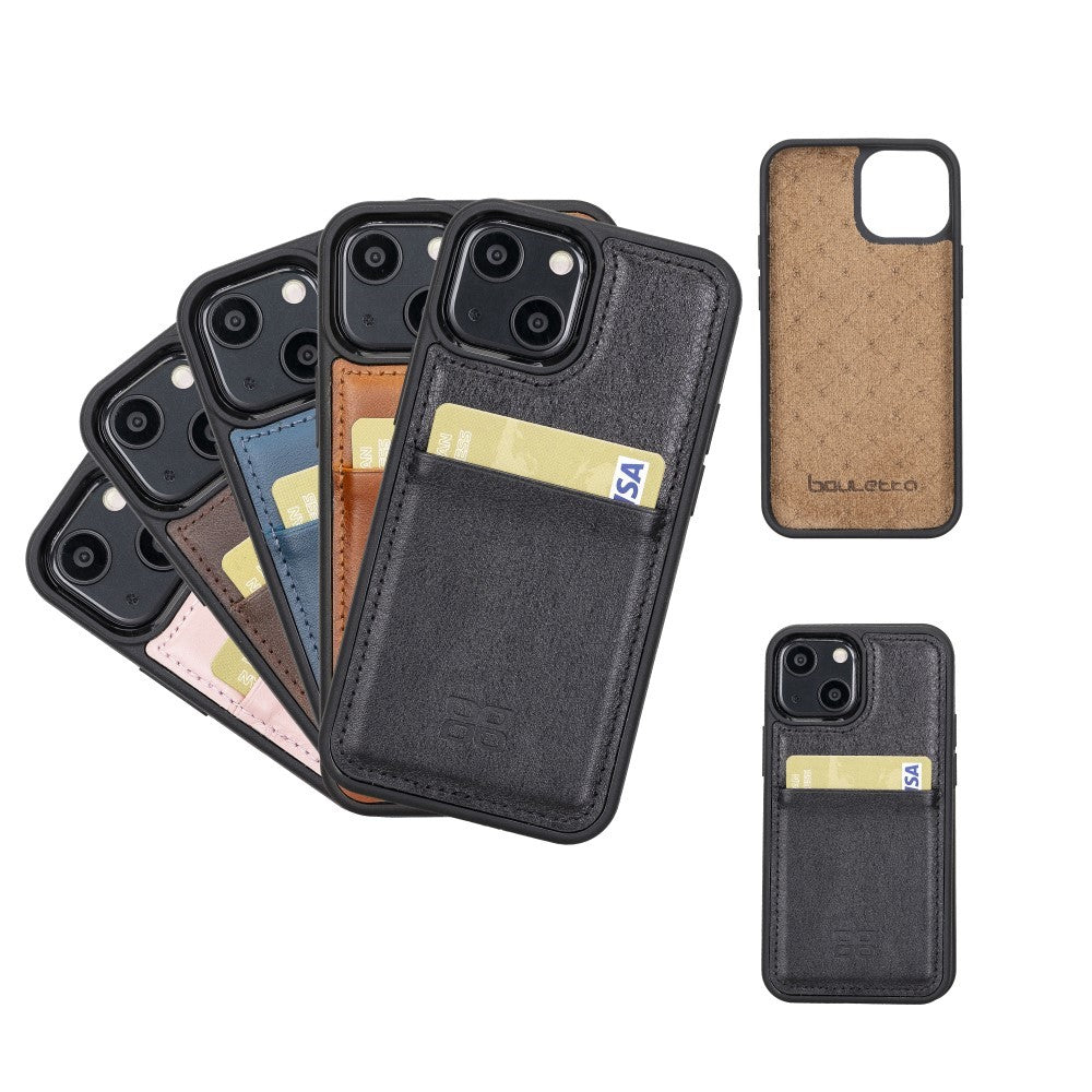 Bouletta Flex Cover Back Leder Case mit Kartenfach für iPhone 13 Mini - Schwarz