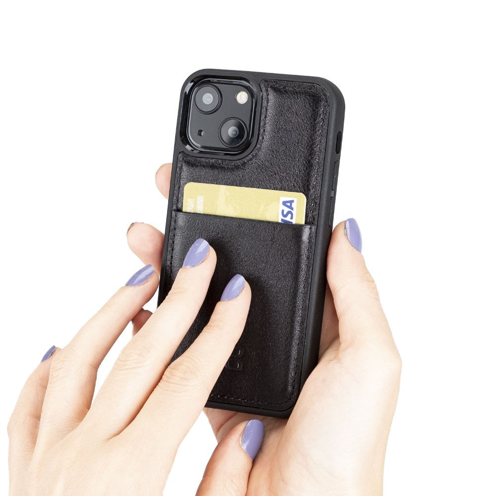 Bouletta Flex Cover Back Leder Case mit Kartenfach für iPhone 13 Mini - Schwarz