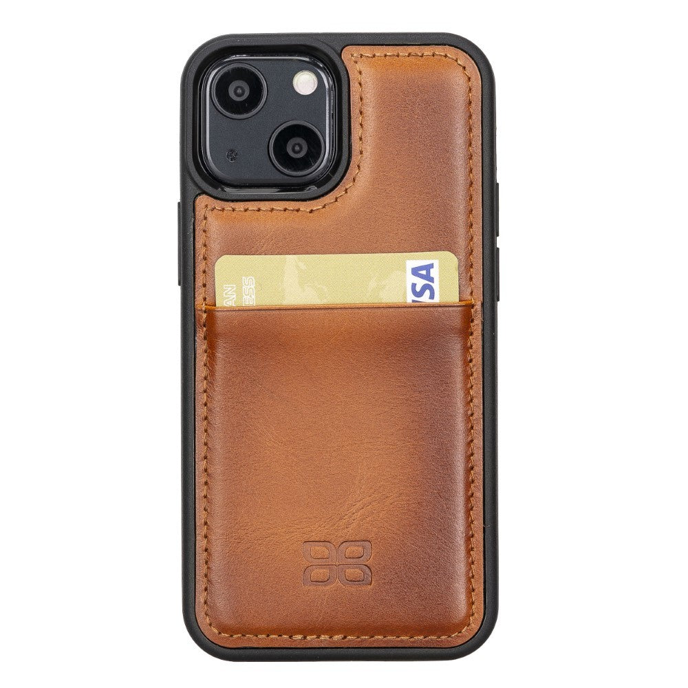 Bouletta Flex Cover Back Leder Case mit Kartenfach für iPhone 13 Mini - Tan