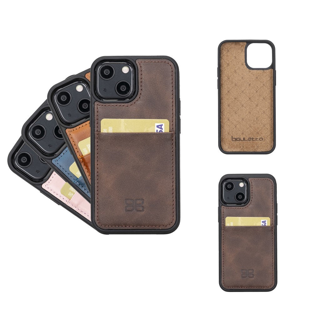 Bouletta Flex Cover Back Leder Case mit Kartenfach für iPhone 13 Mini - Braun
