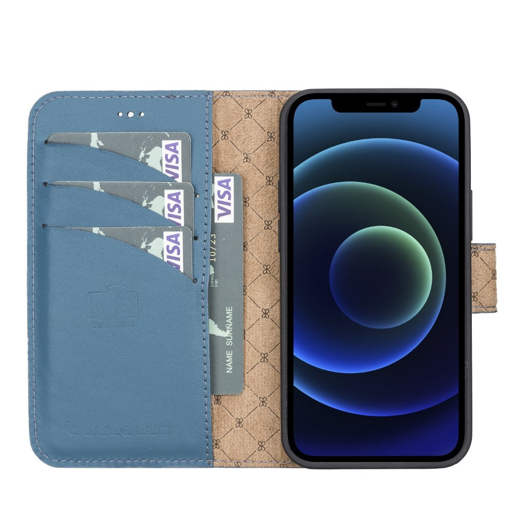 Bouletta Magnetische abnehmbare Handyhülle aus Leder mit RFID-Blocker für iPhone 13 Mini - Blau