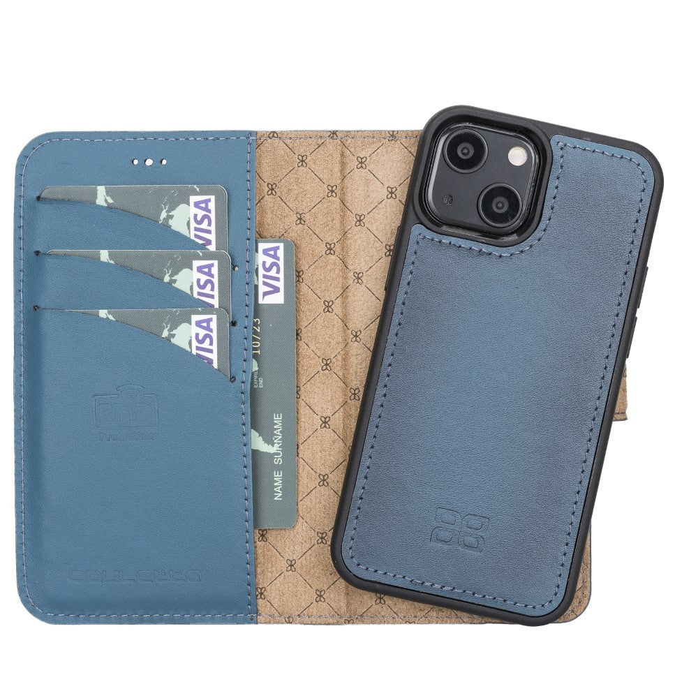 Bouletta Magnetische abnehmbare Handyhülle aus Leder mit RFID-Blocker für iPhone 13 Mini - Blau