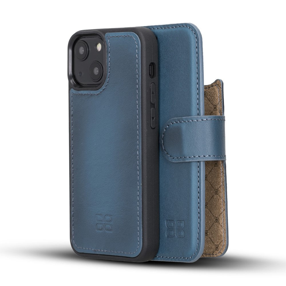 Bouletta Magnetische abnehmbare Handyhülle aus Leder mit RFID-Blocker für iPhone 13 Mini - Blau