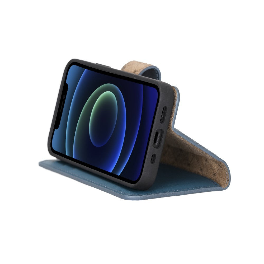 Bouletta Magnetische abnehmbare Handyhülle aus Leder mit RFID-Blocker für iPhone 13 Mini - Blau