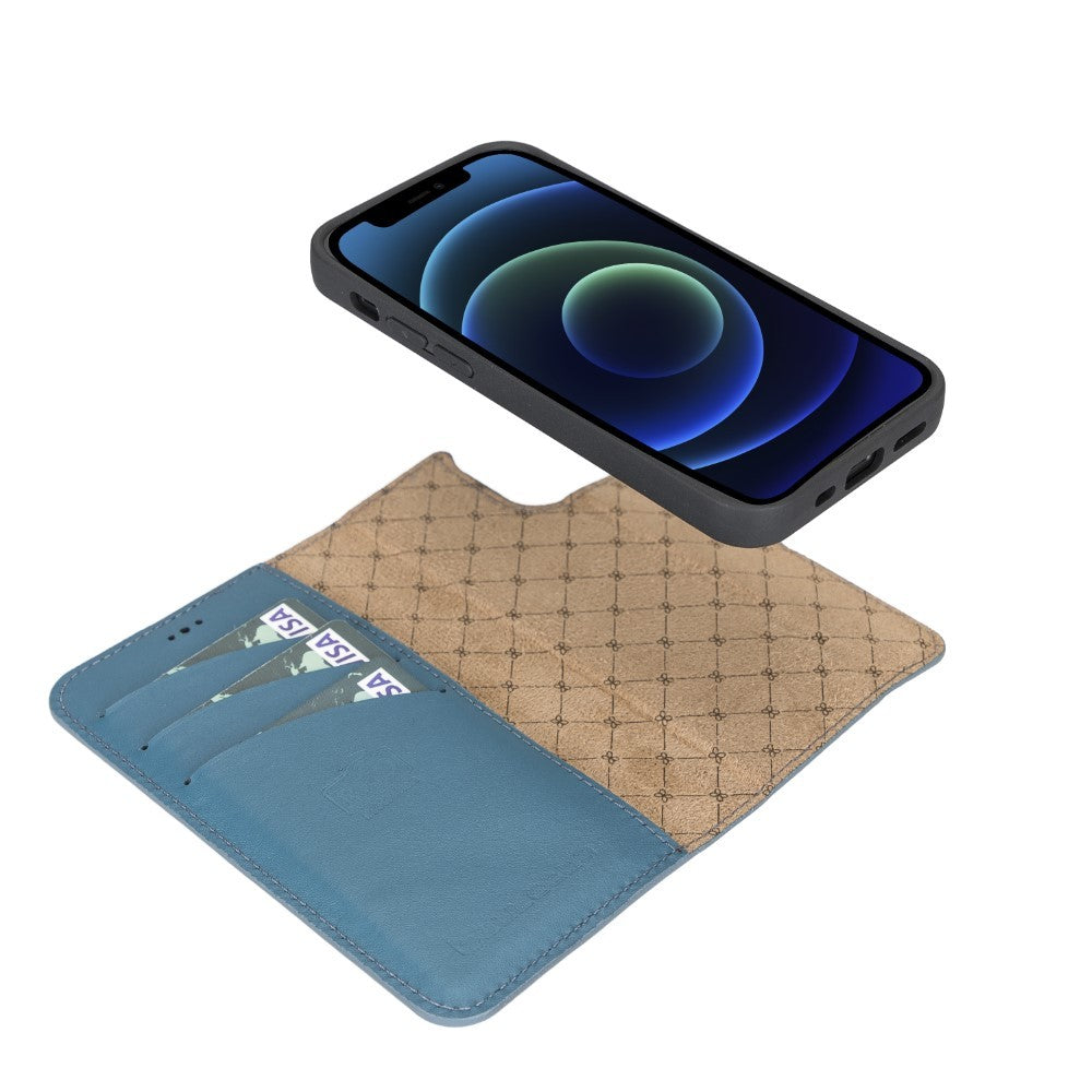 Bouletta Magnetische abnehmbare Handyhülle aus Leder mit RFID-Blocker für iPhone 13 Mini - Blau