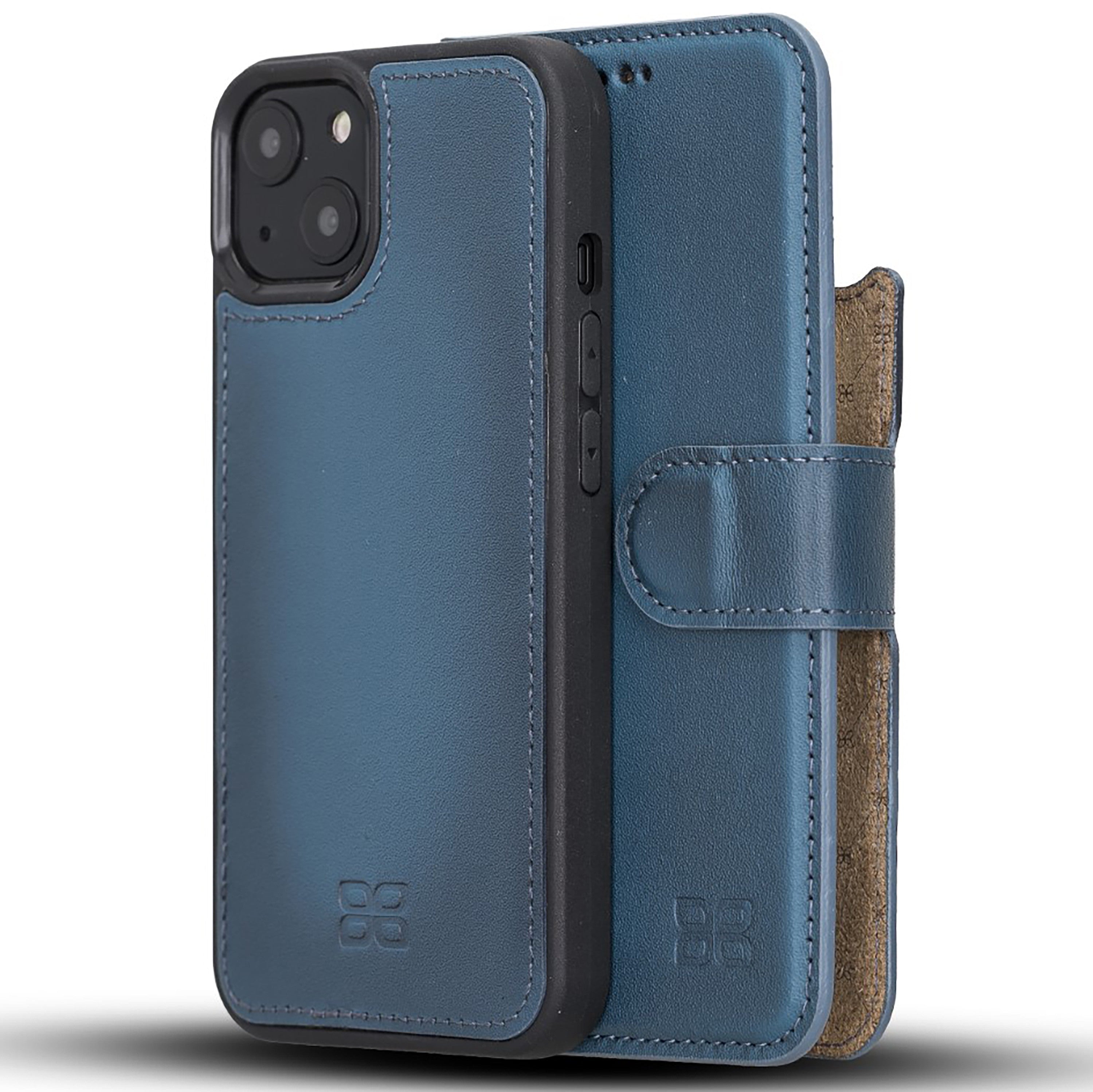 Bouletta Magnetische abnehmbare Handyhülle aus Leder mit RFID-Blocker für iPhone 13 Mini - Blau