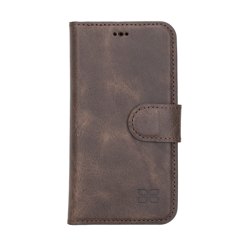 Bouletta Magnetische abnehmbare Handyhülle aus Leder mit RFID-Blocker für iPhone 13 Mini - Braun
