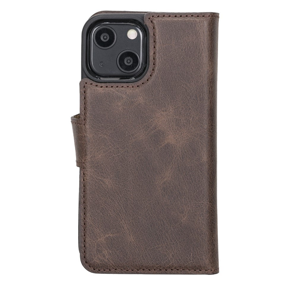 Bouletta Magnetische abnehmbare Handyhülle aus Leder mit RFID-Blocker für iPhone 13 Mini - Braun