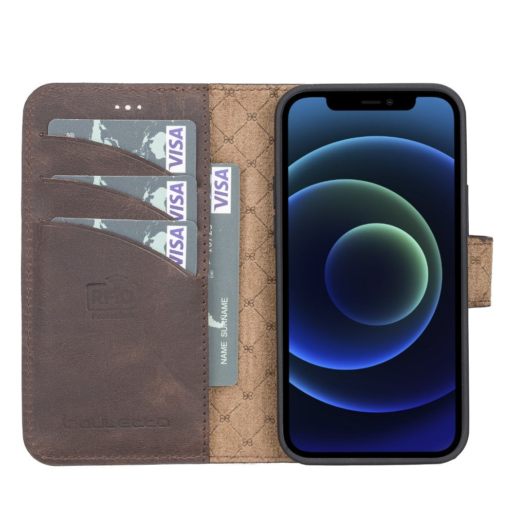 Bouletta Magnetische abnehmbare Handyhülle aus Leder mit RFID-Blocker für iPhone 13 Mini - Braun