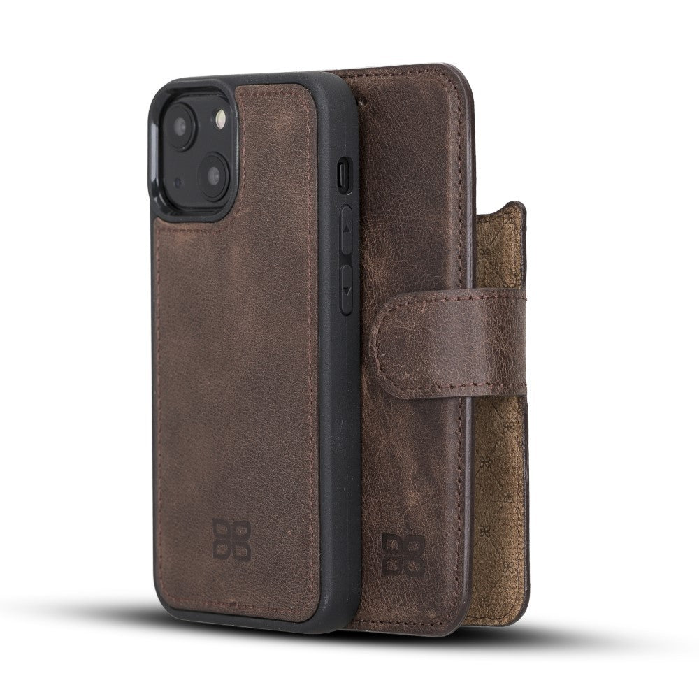 Bouletta Magnetische abnehmbare Handyhülle aus Leder mit RFID-Blocker für iPhone 13 Mini - Braun