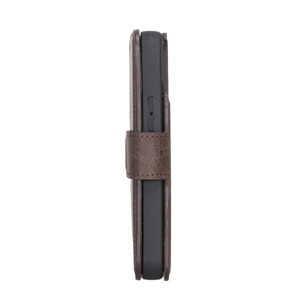 Bouletta Magnetische abnehmbare Handyhülle aus Leder mit RFID-Blocker für iPhone 13 Mini - Braun