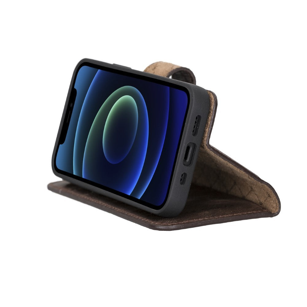 Bouletta Magnetische abnehmbare Handyhülle aus Leder mit RFID-Blocker für iPhone 13 Mini - Braun