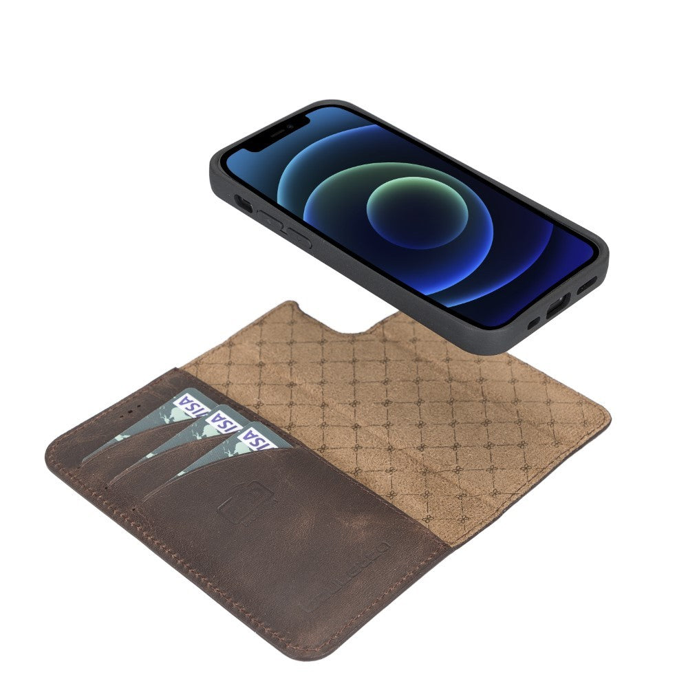 Bouletta Magnetische abnehmbare Handyhülle aus Leder mit RFID-Blocker für iPhone 13 Mini - Braun