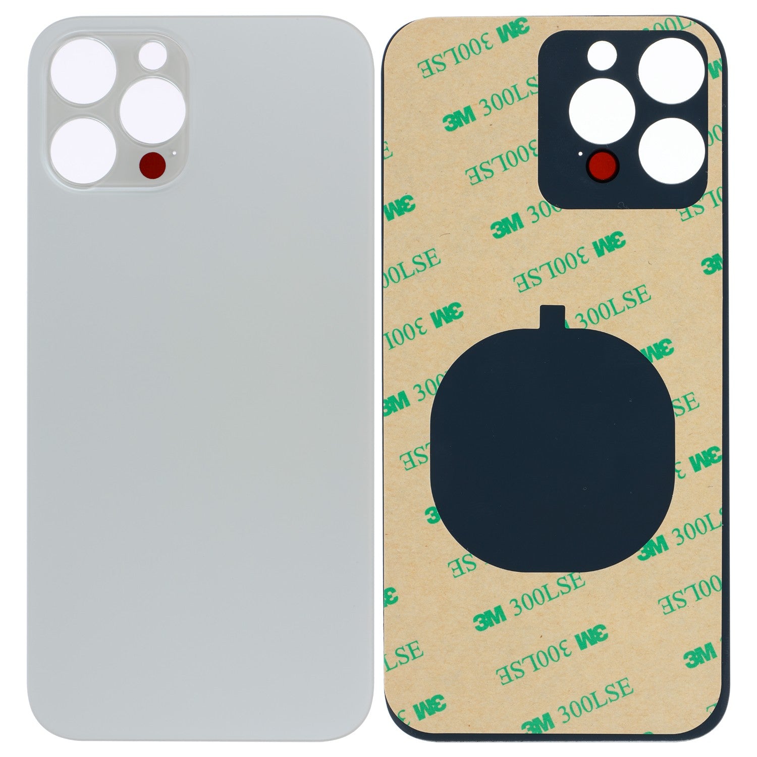 Cover Glas Rückseite mit grossen Löchern, Kompatibel mit iPhone 12 Pro Max - Silber