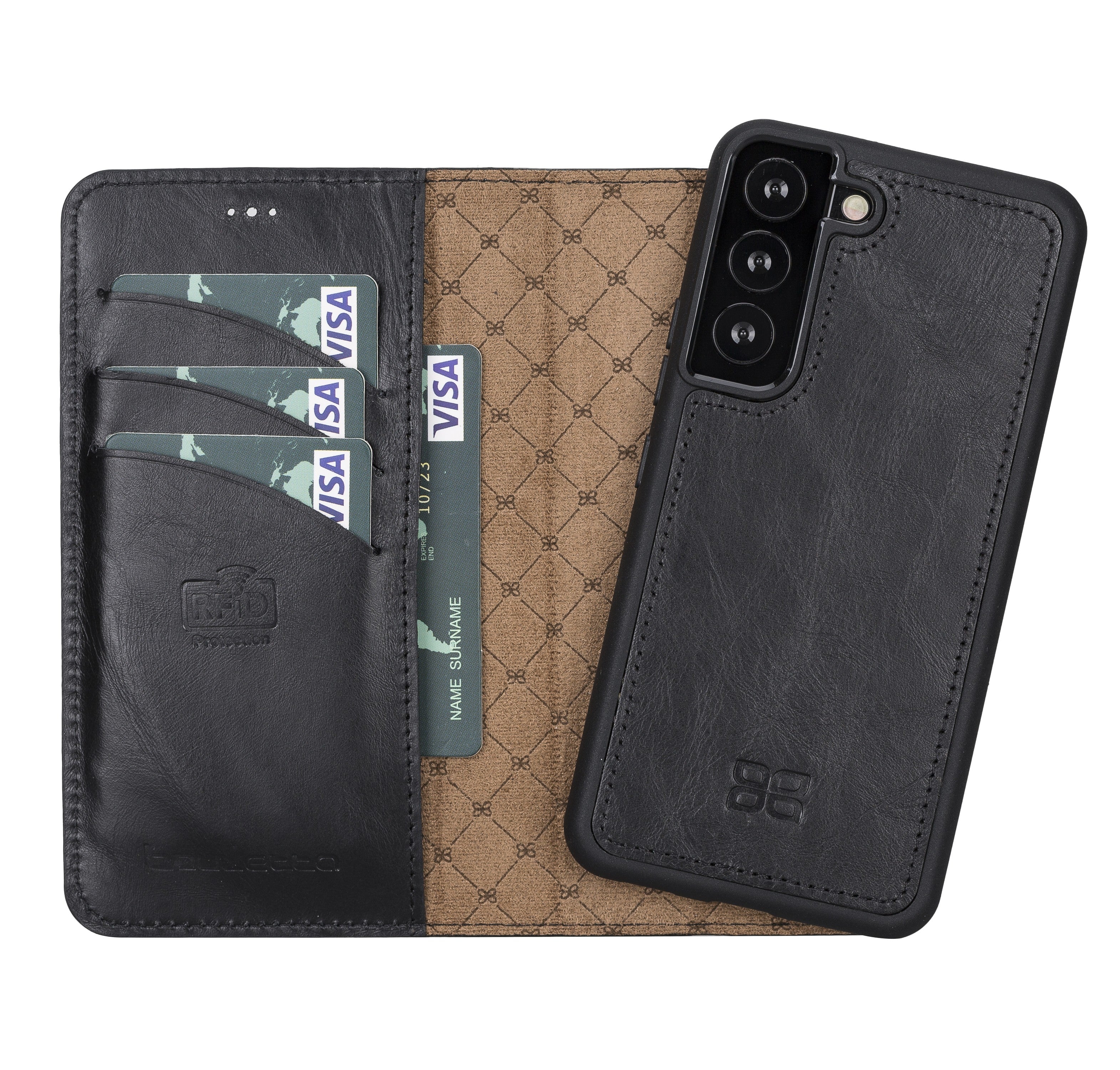 BOULETTA MAGNETISCH ABNEHMBARE LEDERHÜLLE FÜR SAMSUNG GALAXY S22 - Schwarz