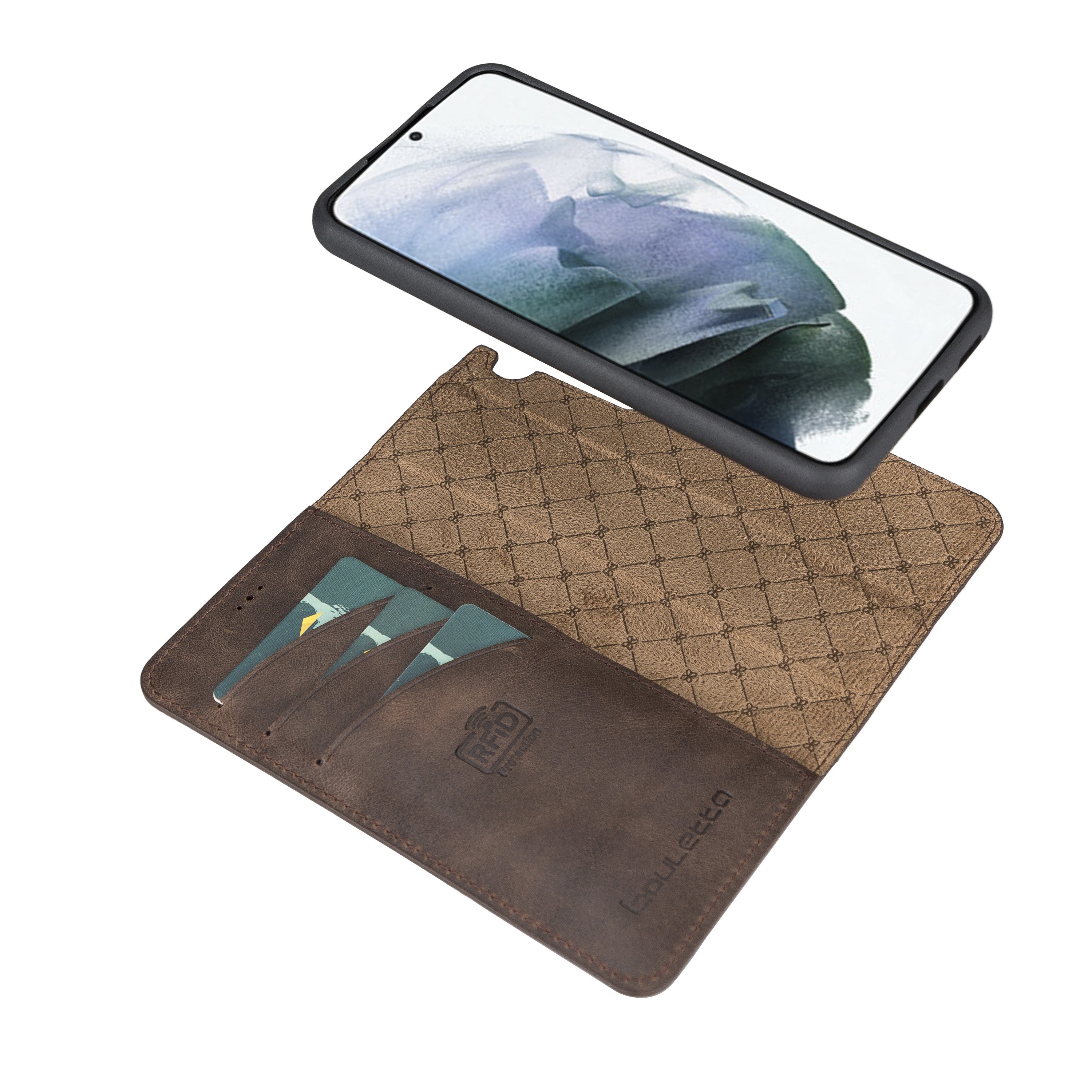 BOULETTA MAGNETISCH ABNEHMBARE LEDERHÜLLE FÜR SAMSUNG GALAXY S22 - Dunkelbraun