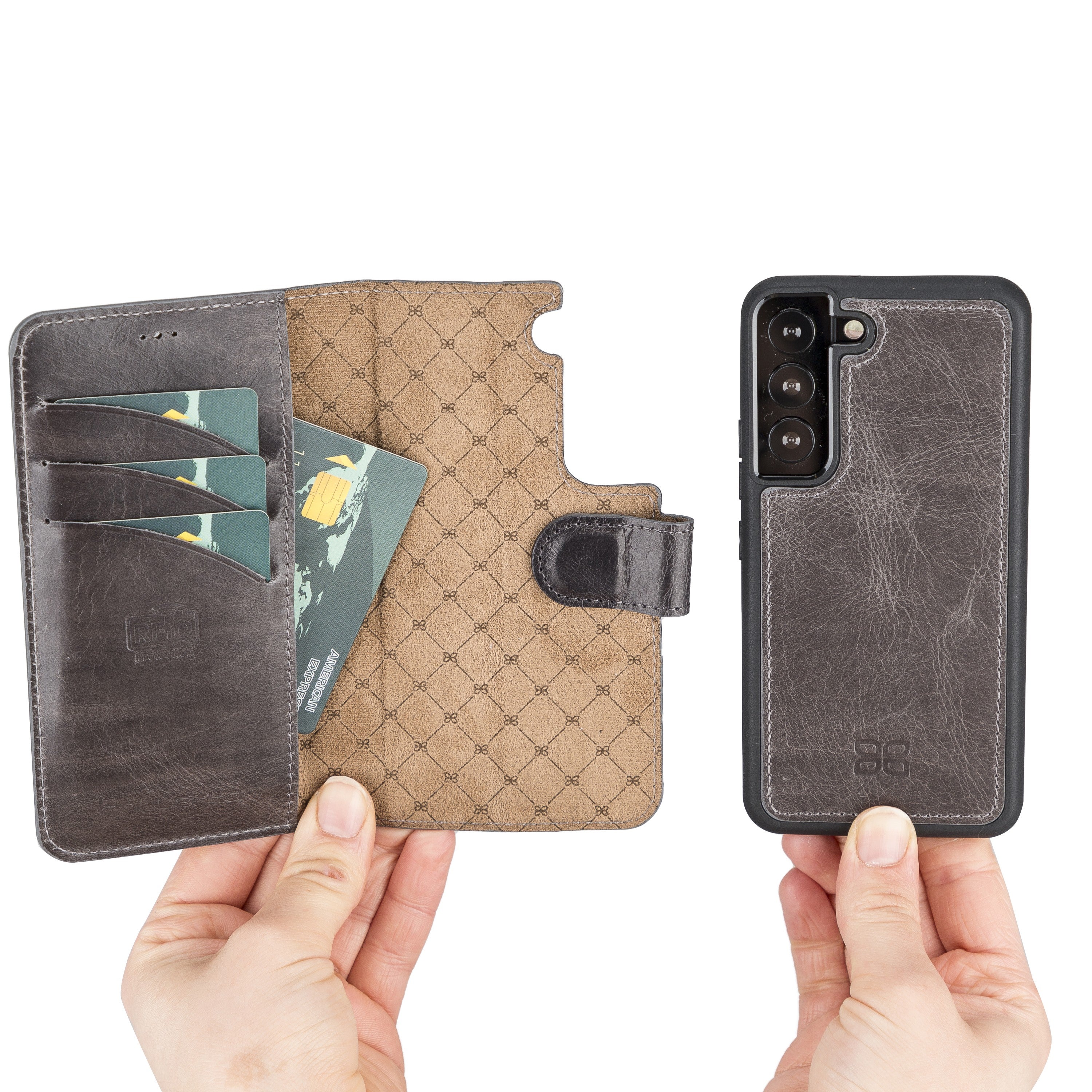 BOULETTA MAGNETISCH ABNEHMBARE LEDERHÜLLE FÜR SAMSUNG GALAXY S22 - Grau