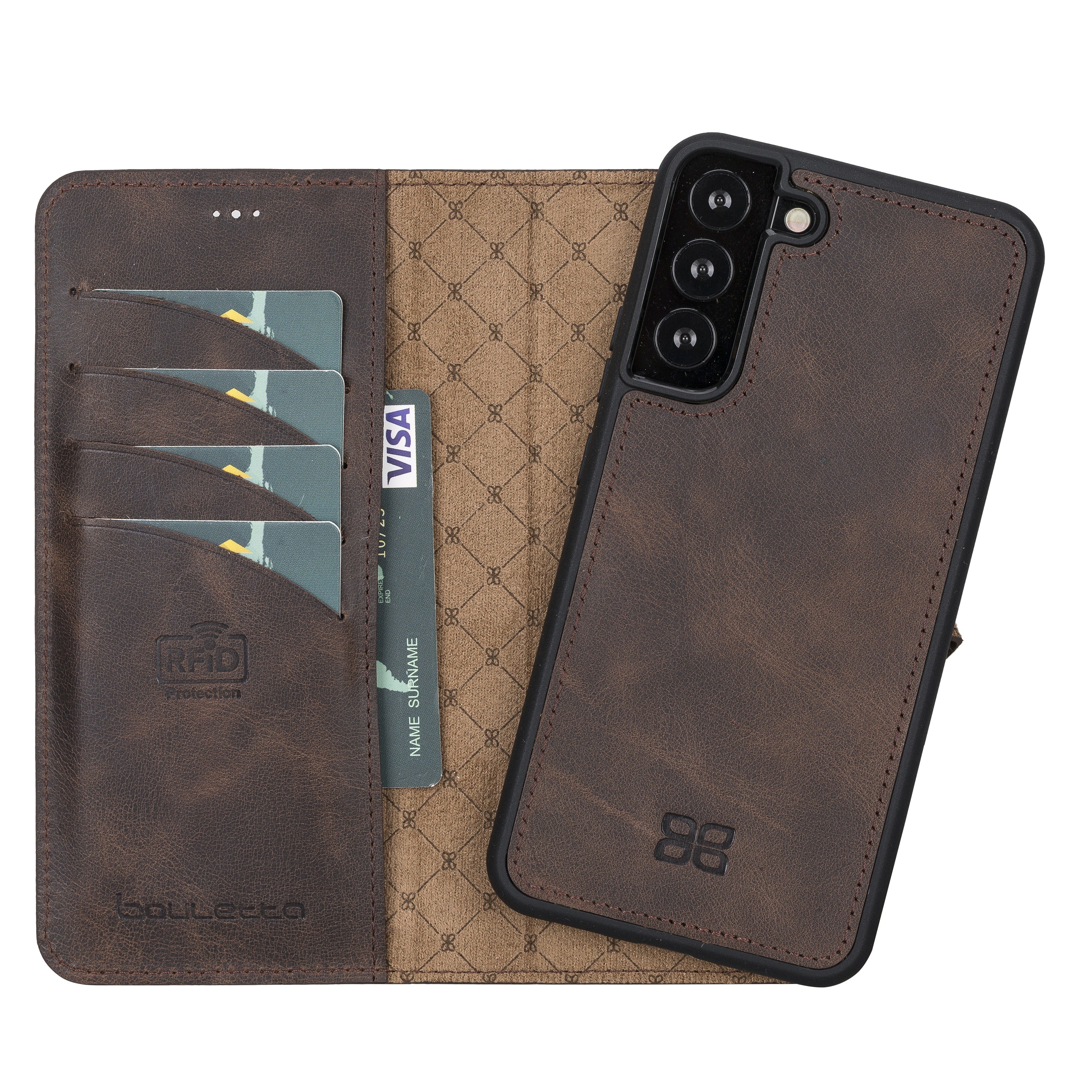 BOULETTA MAGNETISCH ABNEHMBARE LEDERHÜLLE FÜR SAMSUNG GALAXY S22 Plus - Dunkelbraun