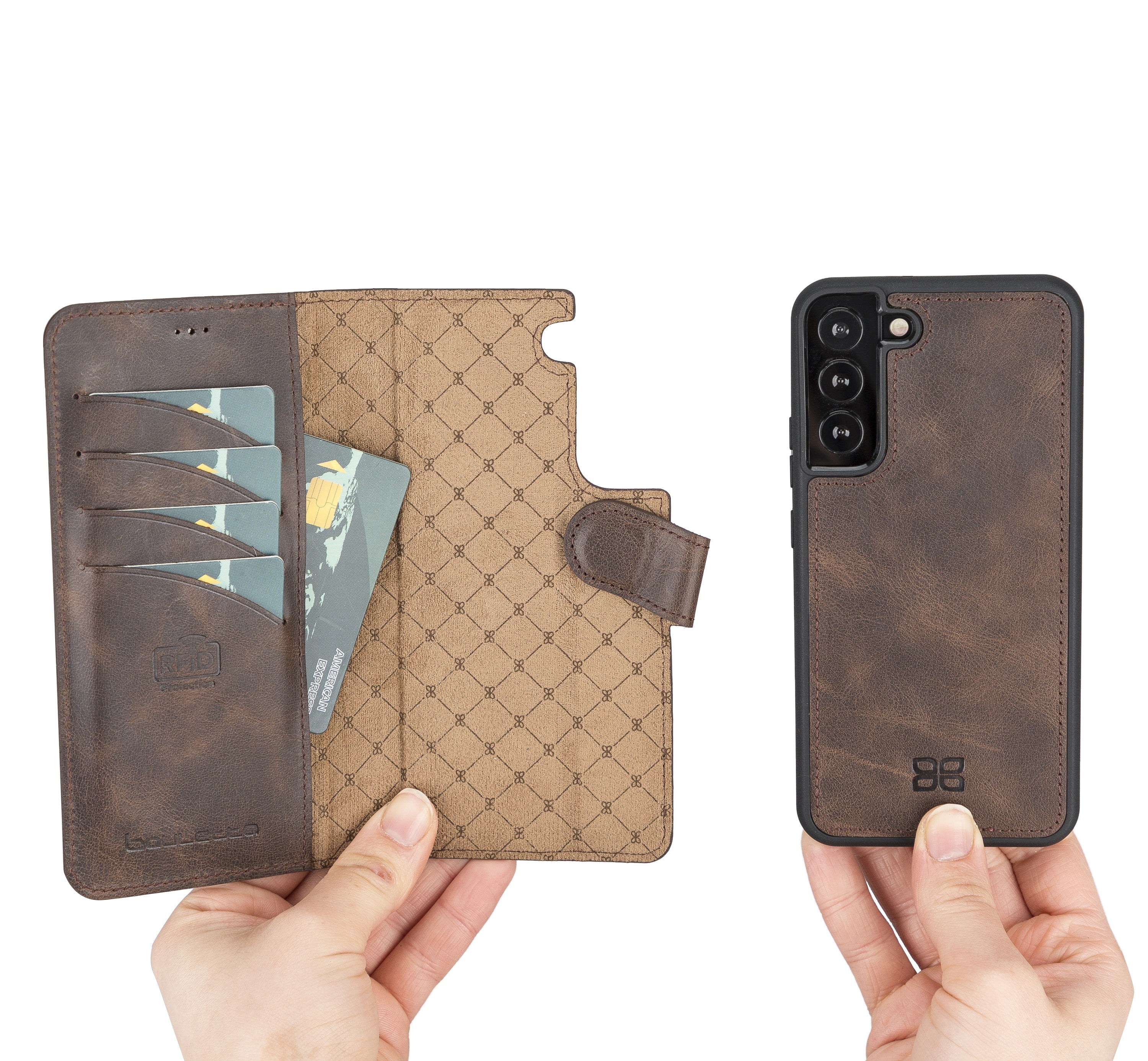 BOULETTA MAGNETISCH ABNEHMBARE LEDERHÜLLE FÜR SAMSUNG GALAXY S22 Plus - Dunkelbraun