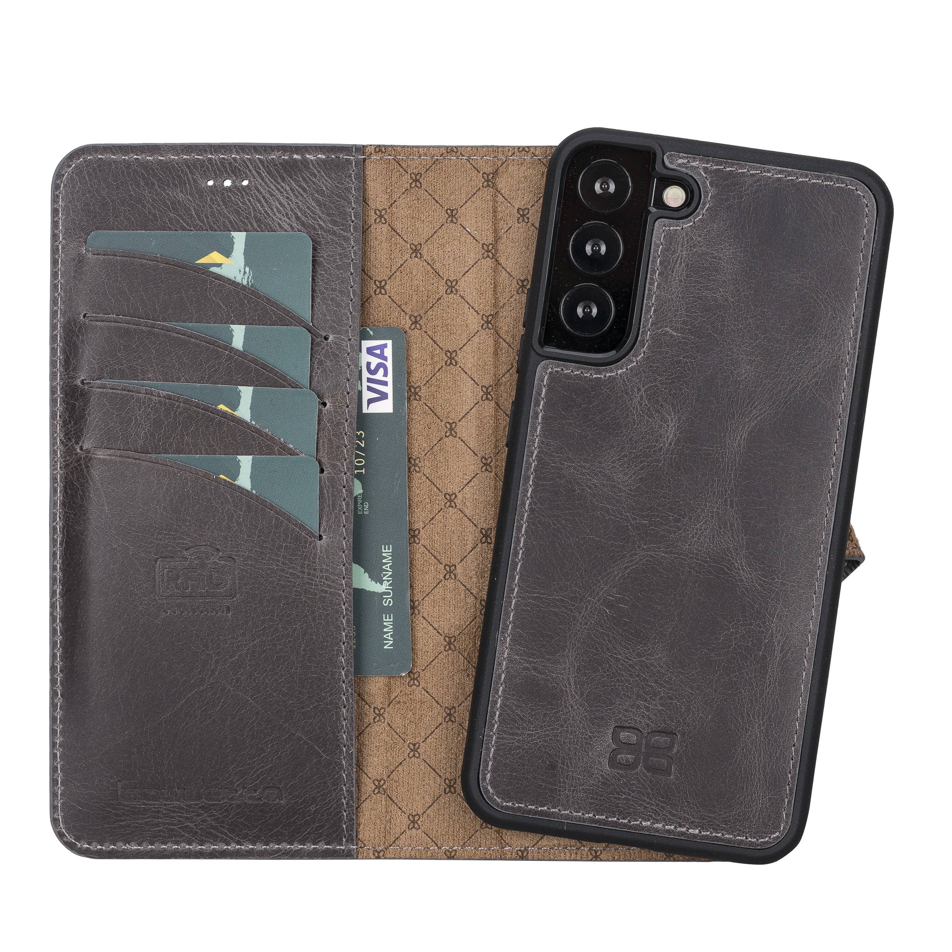 BOULETTA MAGNETISCH ABNEHMBARE LEDERHÜLLE FÜR SAMSUNG GALAXY S22 Plus - Grau