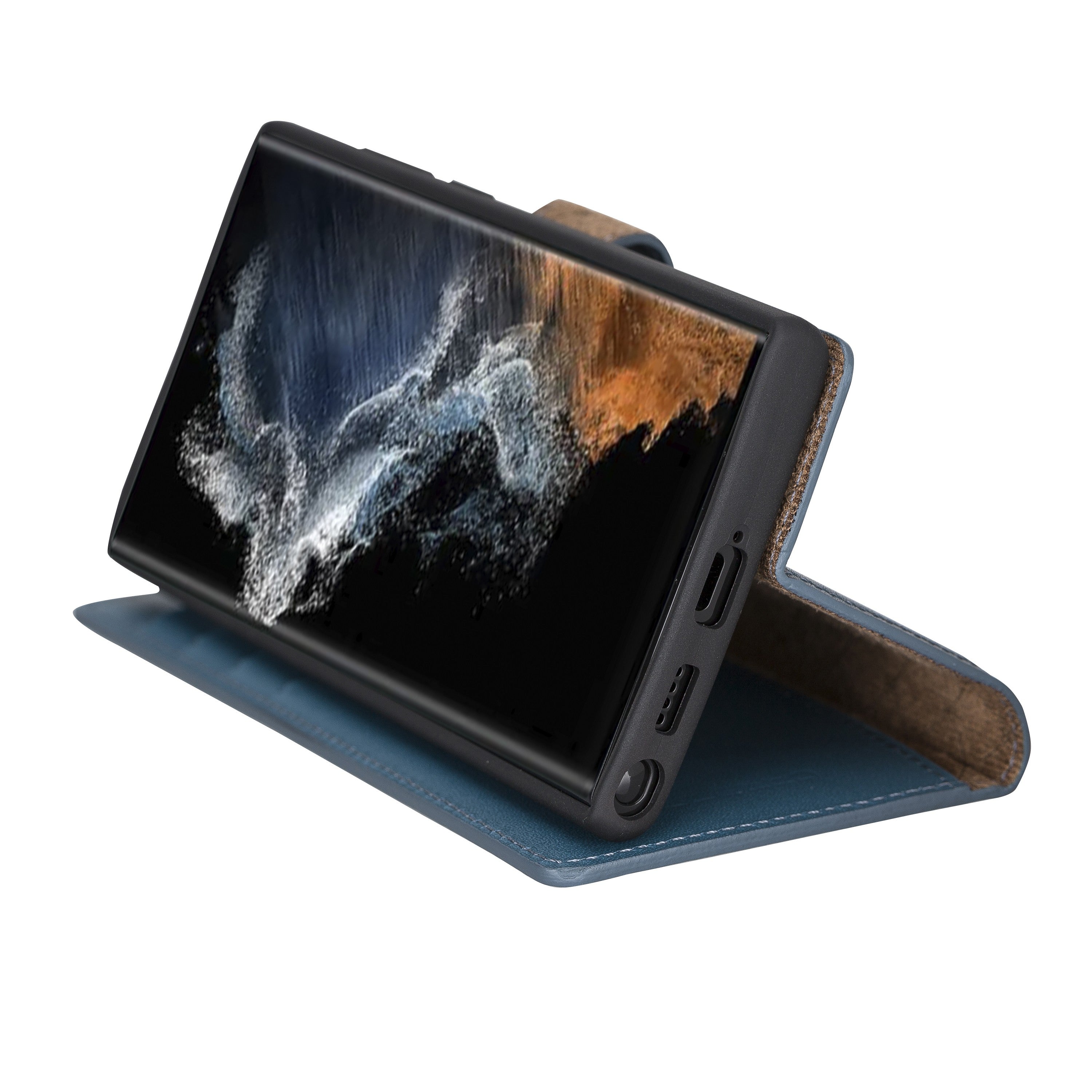 BOULETTA MAGNETISCH ABNEHMBARE LEDERHÜLLE FÜR SAMSUNG GALAXY S22 Ultra - Blau
