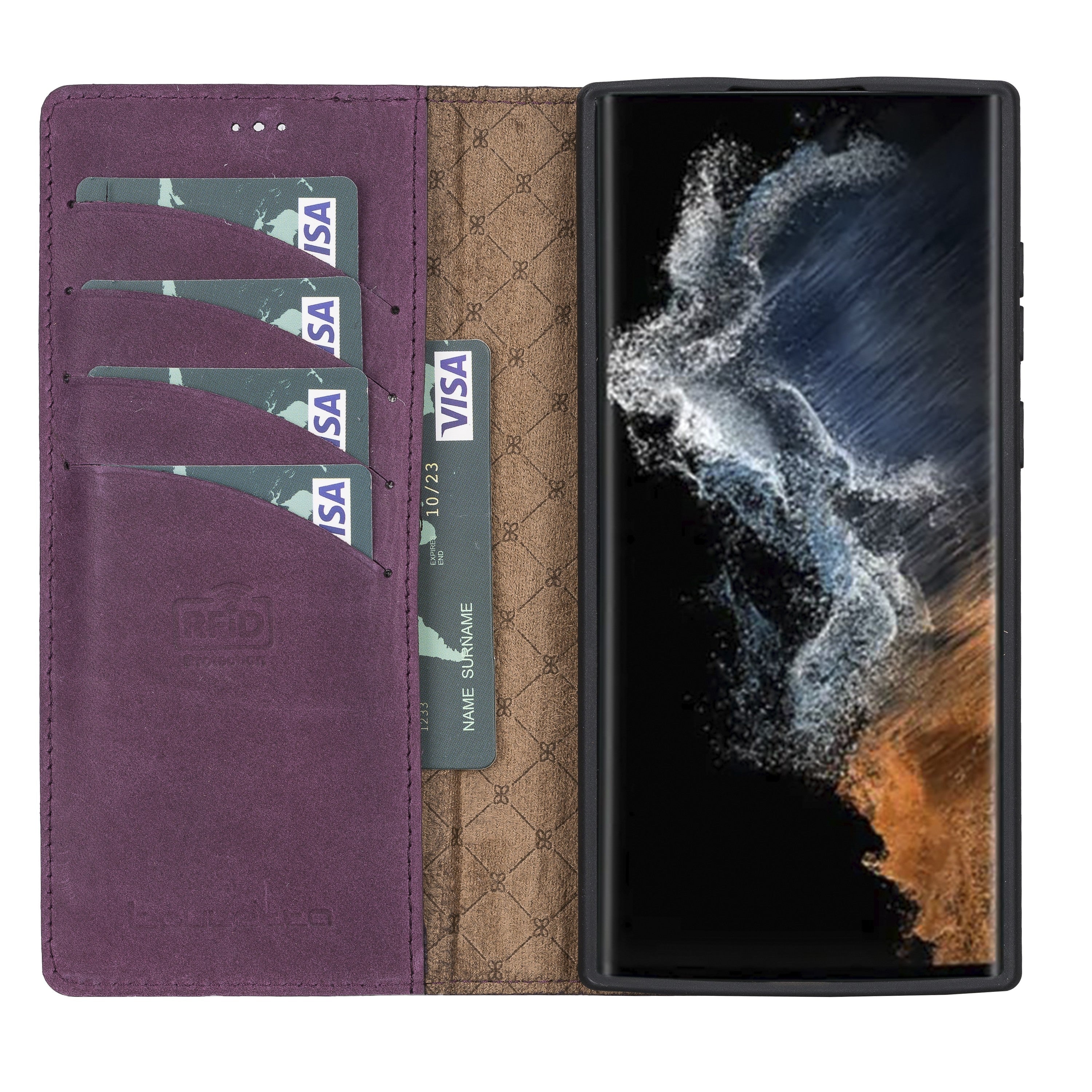 BOULETTA MAGNETISCH ABNEHMBARE LEDERHÜLLE FÜR SAMSUNG GALAXY S22 Ultra - Lila