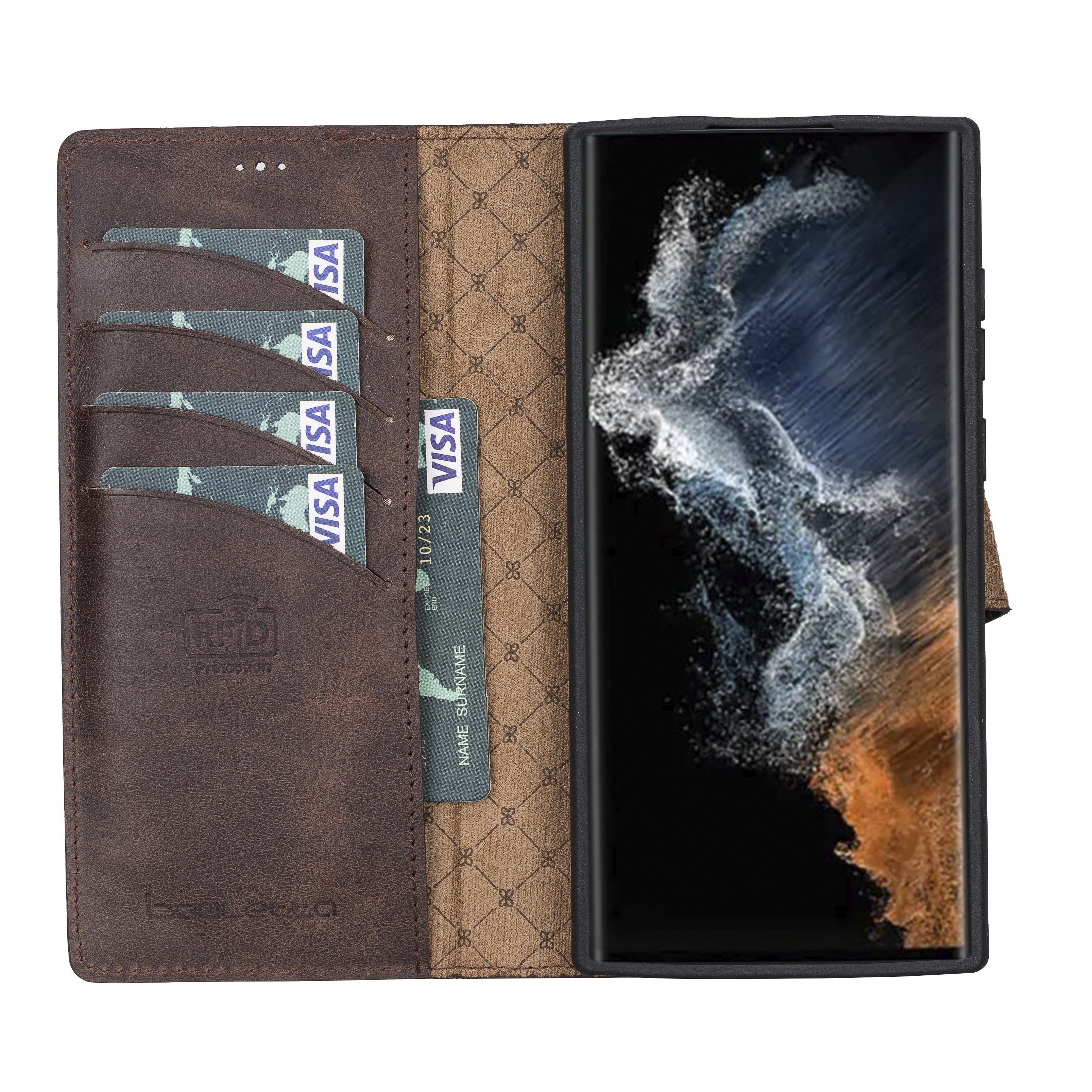BOULETTA MAGNETISCH ABNEHMBARE LEDERHÜLLE FÜR SAMSUNG GALAXY S22 Ultra - Dunkelbraun