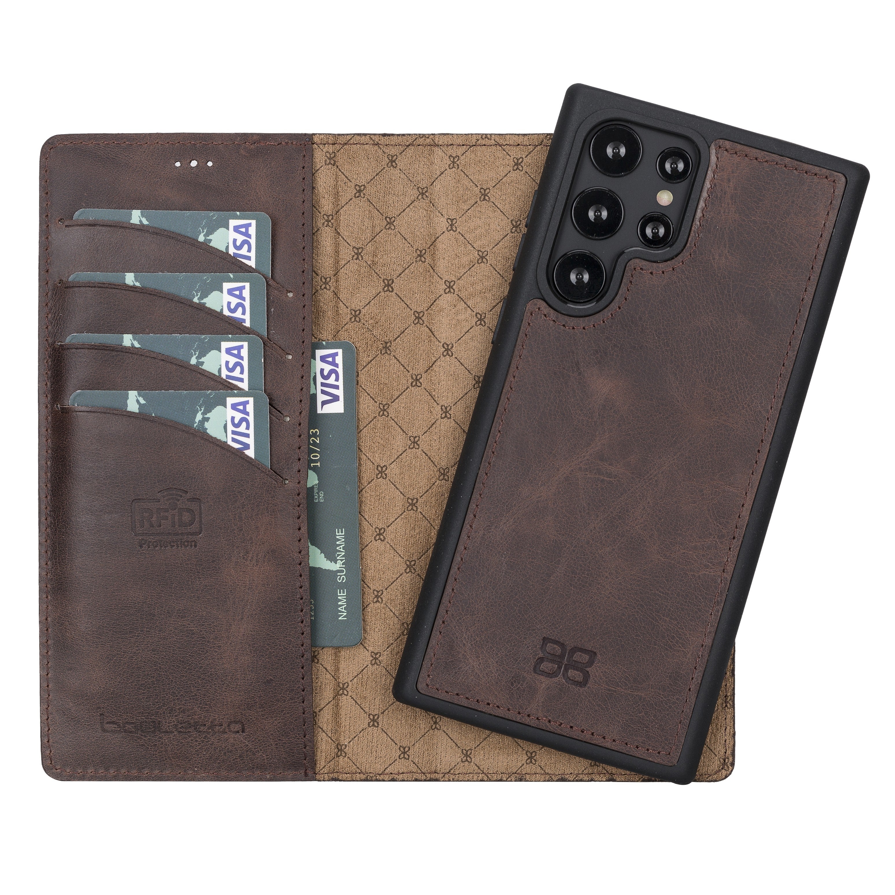 BOULETTA MAGNETISCH ABNEHMBARE LEDERHÜLLE FÜR SAMSUNG GALAXY S22 Ultra - Dunkelbraun
