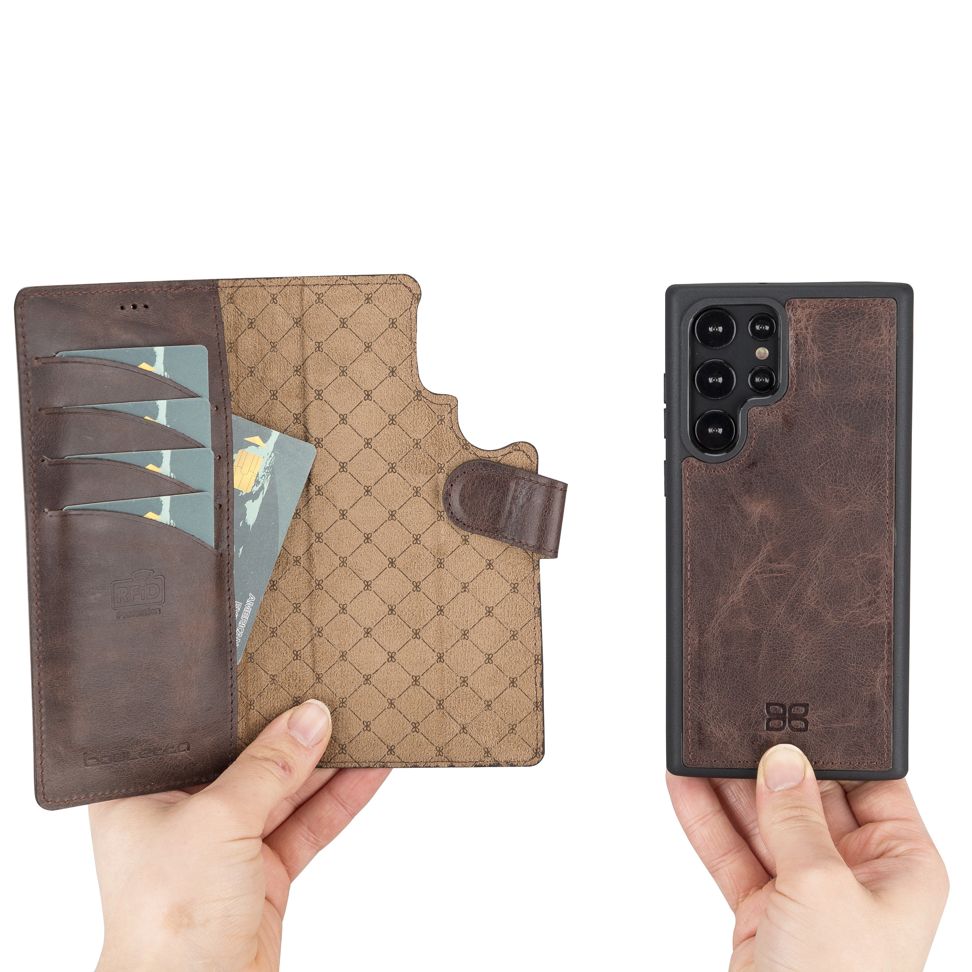 BOULETTA MAGNETISCH ABNEHMBARE LEDERHÜLLE FÜR SAMSUNG GALAXY S22 Ultra - Dunkelbraun
